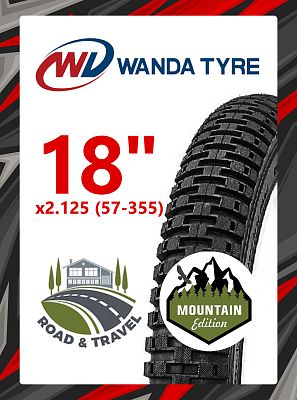 Велопокрышка Wanda 18"x2.125 (57-355) P1271  черный RTRR18WND011
