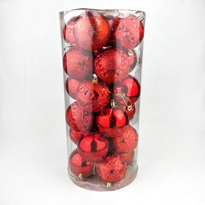 Набор шаров 8 см 24 шт красный PMP-4red