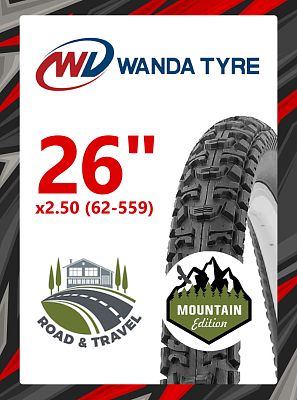 Велопокрышка Wanda 26"x2.50 (62-559) P1093  черный RTRR26WND033