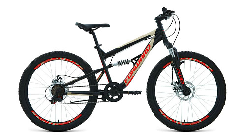 													Велосипед горный двухподвес FORWARD RAPTOR 2.0 disc 24" 15" черный/красный  2020