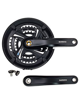 Система шатунов Shimano TOURNEY TX FC-TX801 с защитой, под квадрат, 48-38-28T, 175 мм, 31012322