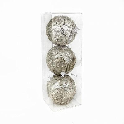 Набор шаров 8 см 3 шт шампань 8-67