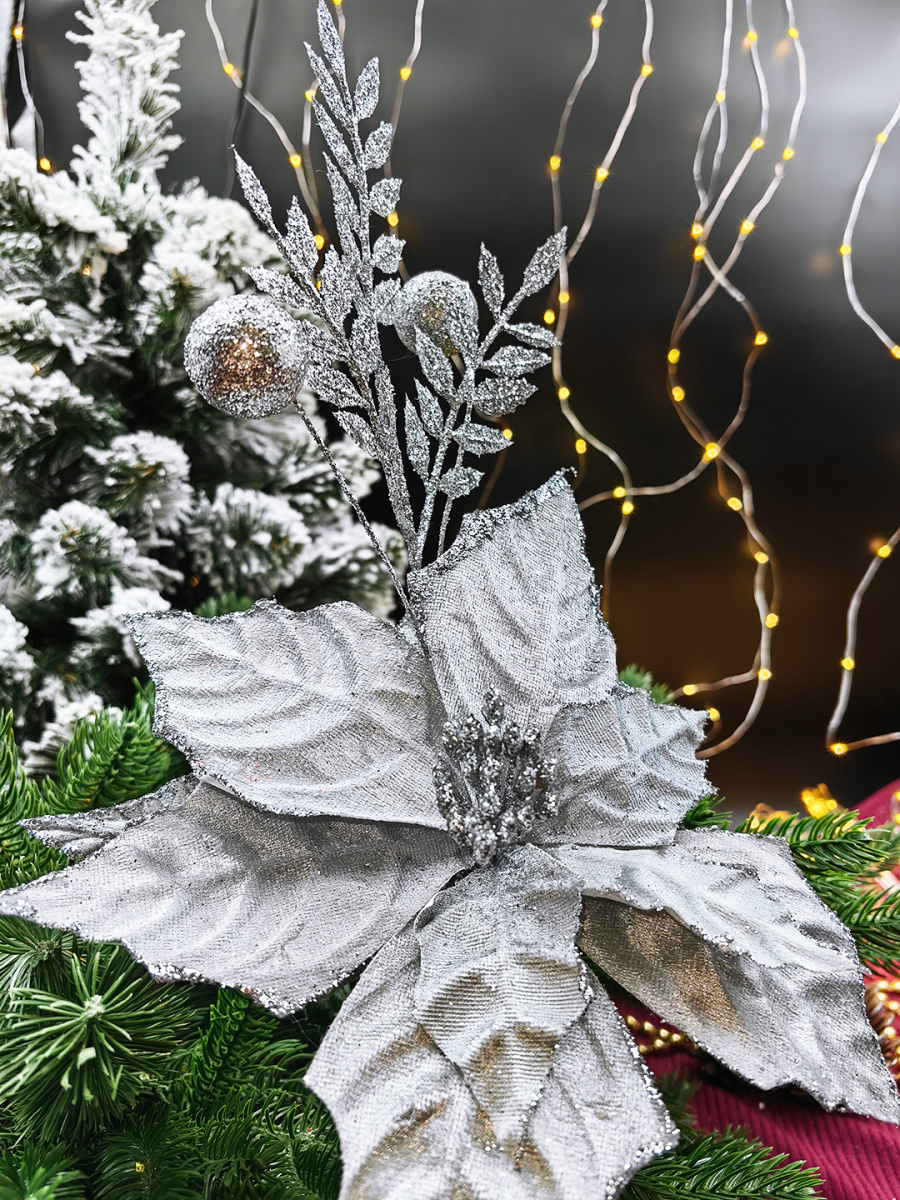 Цветок серебристый d см Flo-12-59silver фото 2 Цветок серебристый d см Flo-12-59silver фото 2