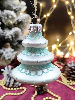 Елочная игрушка Елочка серебристый 7 см, стекло  // елочка SILVER