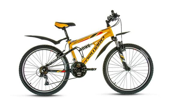 Велосипед горный двухподвес FORWARD Edge 1.0 24" 14,5" 21 ск. желтый матовый FORWARD Edge 1.0 14,5" 