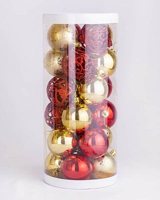 Набор шаров 6 см 24 шт красный, золотой SY19STB-6024/G/R