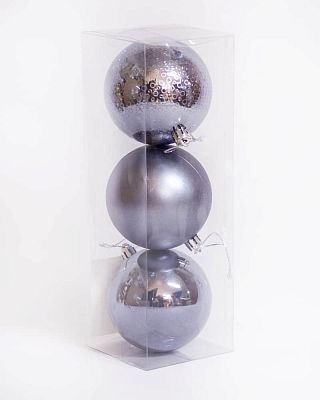 Набор шаров 8 см 3 шт серый 80AV03-01GRAY