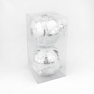 Набор шаров 10 см 2 шт белый/серебристый 180036W+S10