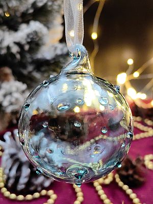 Шар васильковый 6 см, стекло Merry Green MG24175