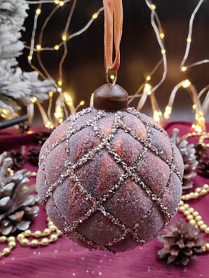 Шар темный бронзовый 8 см, стекло Merry Green MG24236