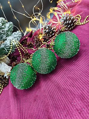 Набор шаров 8 см 3 шт зеленый SY18353-8003/GR