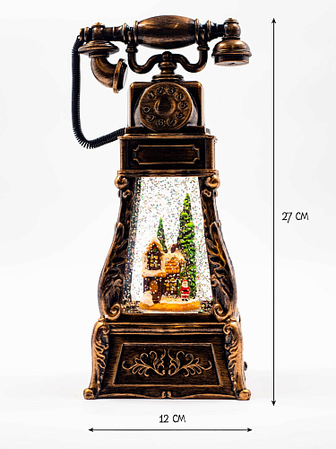 													Новогодний фонарик музыкальный Телефон Дом Деда Мороза 27 см Р-5166-A фото 3