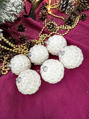 Набор шаров 6 см 3 шт белый JS-14395W6