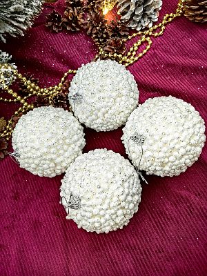 Набор шаров 10 см 4 шт белый AL10-74