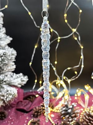 Подвеска на елку Сосулька  прозрачный 14 см MG24486