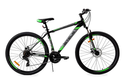 													Велосипед горный хардтейл  STELS Navigator 700 MD 27.5" 21" Чёрный/зелёный LU080658 