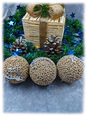 Набор шаров 8 см 3 шт шампань 803-30