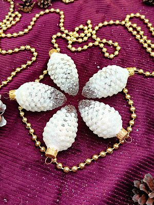 Елочные игрушки Шишки 5 шт прозрачный 7 см, стекло  // шишки TRTx5