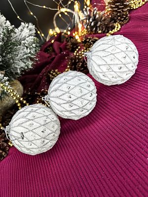 Набор шаров 8 см 3 шт белый 22-36