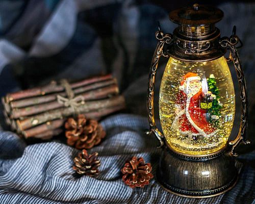Новогодний фонарик Винтажная лампа Дед Мороз 24 см К130-593