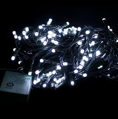 Уценка Светодиодная гирлянда нить 18 м, белый холодный 240 LED, 8 режимов, провод зеленый, K130-126