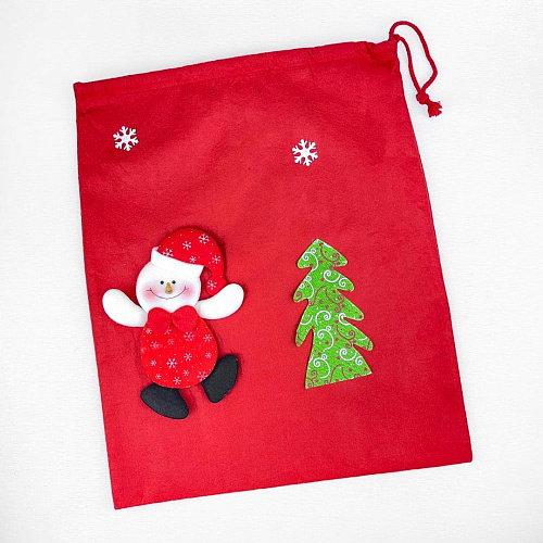 Мешочек для подарков со снеговиком 53x45 см красный 9817400sn Мешочек для подарков со снеговиком 53x45 см красный 9817400sn