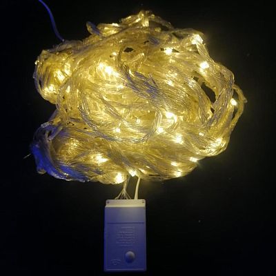 Светодиодный занавес водопад 3x2.3 м, белый теплый , 8 режимов, провод прозрачный, GG1803