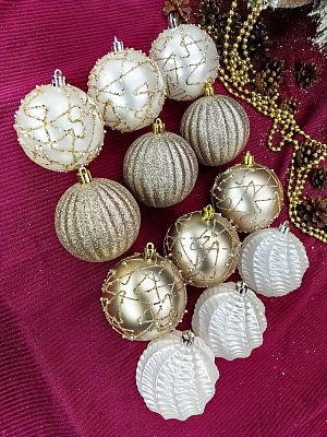 Набор шаров 8 см 12 шт шампань 406-22/22-26