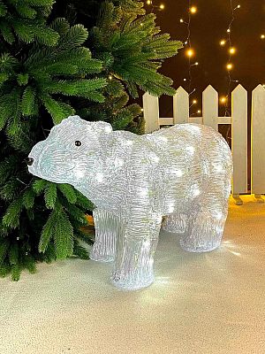 Светодиодная фигура Медведь белый 35х60 см акрил Р-1815