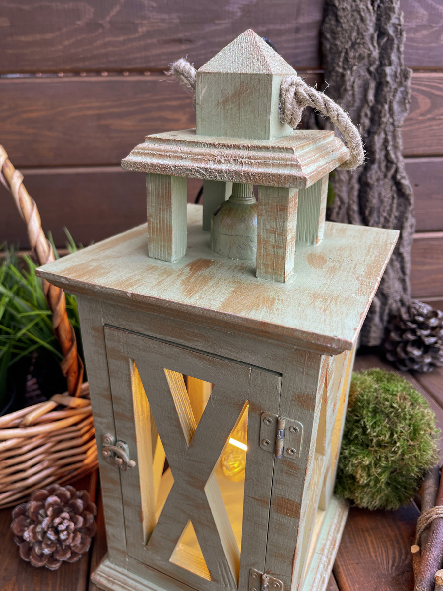 Фонарь декоративный деревянный оливковый V-22Оливия фото 3 Фонарь декоративный деревянный оливковый V-22Оливия фото 3