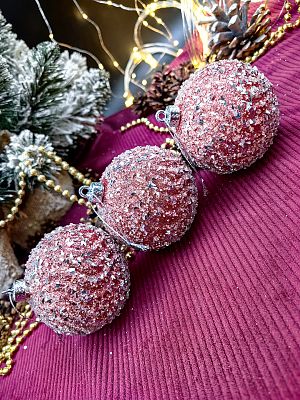 Набор шаров 8 см 3 шт розовый 9-15090PP8