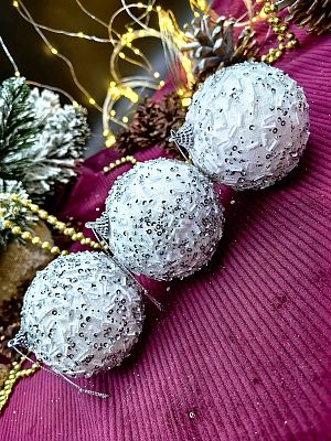 Набор шаров 8 см 3 шт белый 10-66