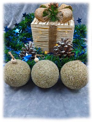 Набор шаров 8 см 3 шт золотой 9111-8