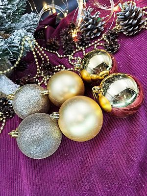 Набор шаров 8 см 6 шт золотой 8006ABC/G