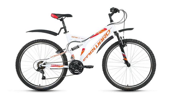 Велосипед горный двухподвес FORWARD Raptor 1.0 26" 16" 21 ск. белый глянцевый FORWARD Raptor 1.0 16"