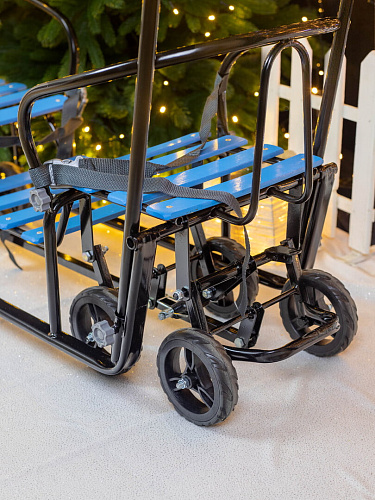 													Санки-коляска детские Погодки Универсал 1 черно-голубой 7361590 фото 4