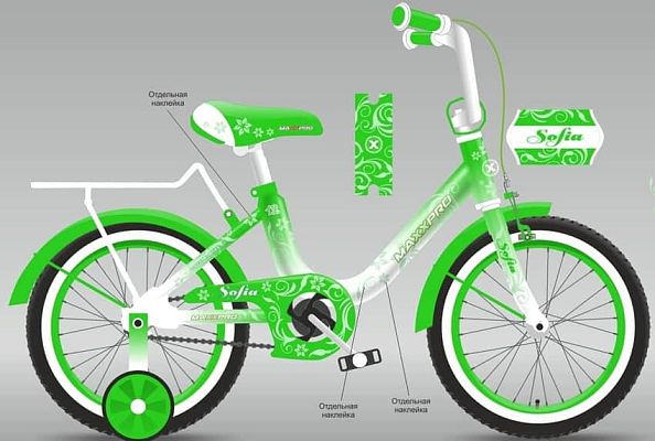 Велосипед детский MAXXPRO SOFIA 20"  бело-зеленый Z20404(17) 