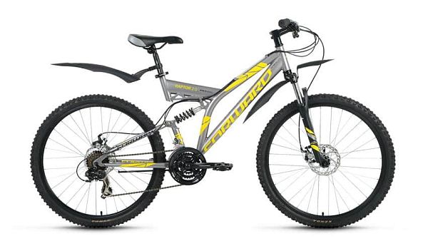 Велосипед горный двухподвес FORWARD RAPTOR 2.0 disc 26" 16" 21 ск. серый матовый FORWARD Raptor 2.0 