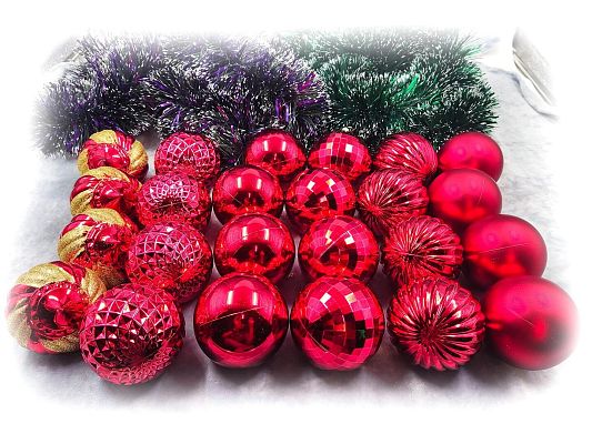 Набор шаров 8 см 24 шт красный MAS88-8RED