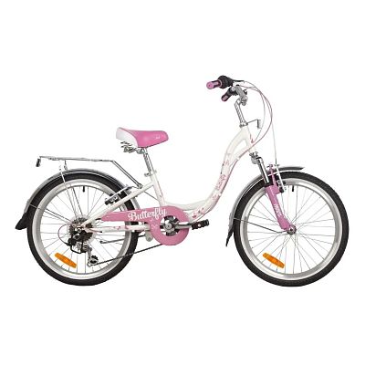 Велосипед городской Novatrack BUTTERFLY 20" 11" 6 ск. бело-розовый 20SH6V.BUTTERFLY.PN22 