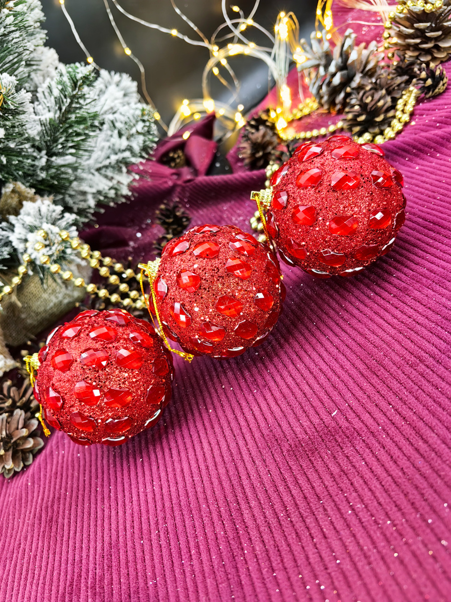 Набор шаров 8 см 3 шт красный 165726 Набор шаров 8 см 3 шт красный 165726