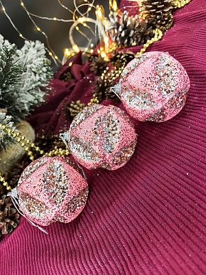 Набор шаров 8 см 3 шт розовый 22-29