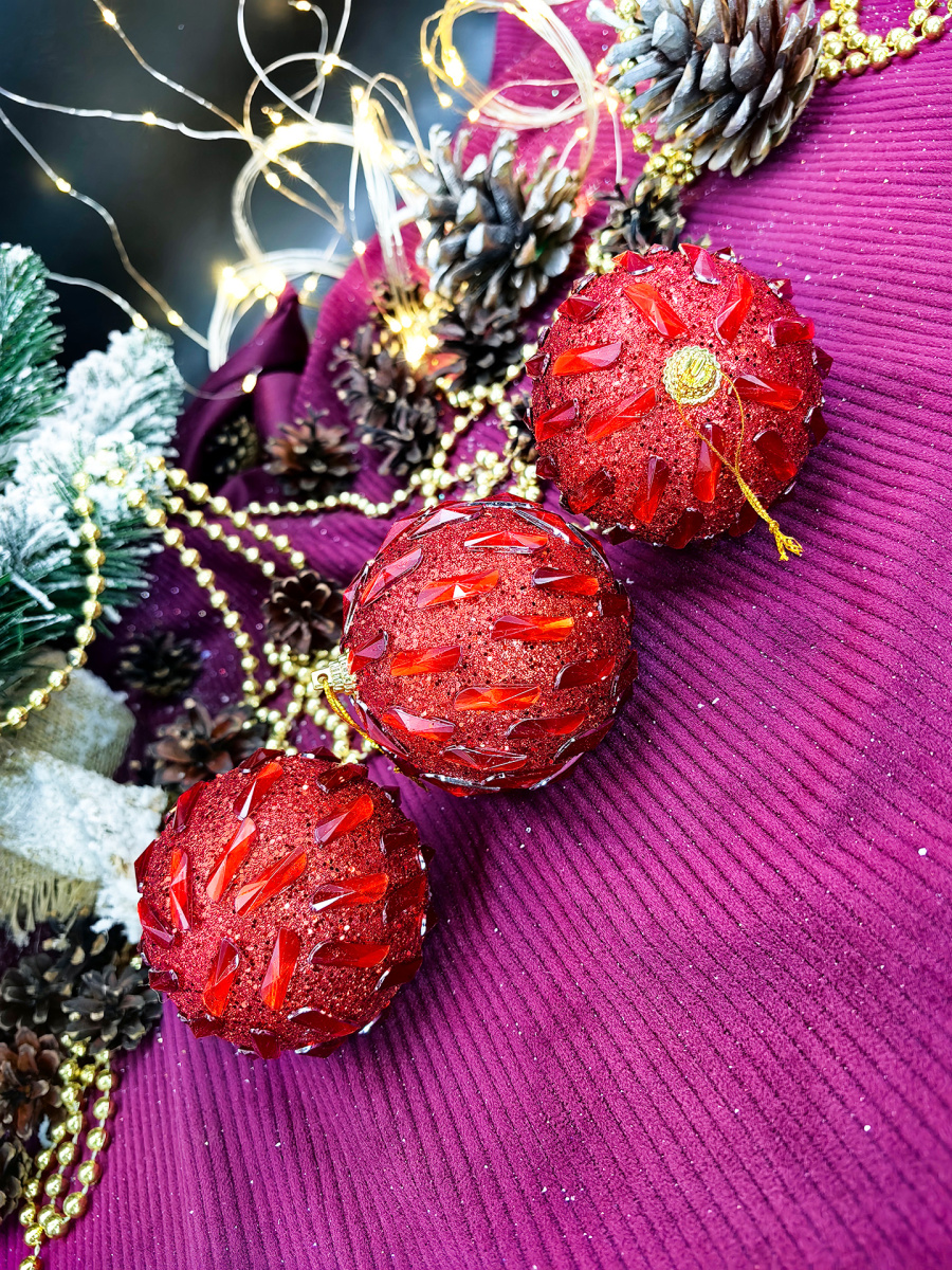 Набор шаров 8 см 3 шт красный 165730 фото 2 Набор шаров 8 см 3 шт красный 165730 фото 2