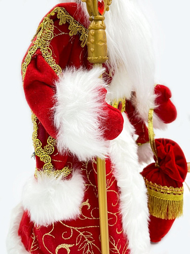 													Дед Мороз конфетница, музыкальный 45 см красный Р-1833 фото 5