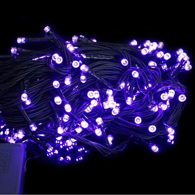 Уценка Светодиодная гирлянда нить 9 м, сиреневый 100 LED, 8 режимов, провод зеленый, K130-401