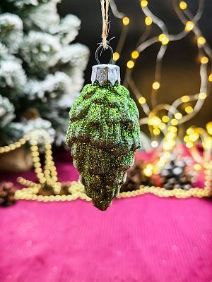 Елочная игрушка Шишка мини  зеленый 7 см ShishM/plas/GREEN