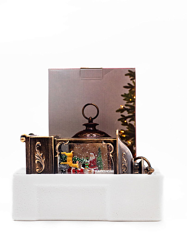 													Новогодний фонарик музыкальный Дед Мороз и олень 23 см Р-5156-A/2113-А фото 2