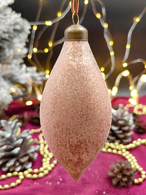 Шар розовое золото 6,5х15 см см, стекло Merry Green MG24213