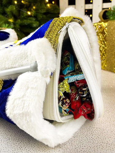 													Дед Мороз конфетница 45 см сине-белый Р-5351 фото 6