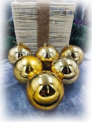 Набор шаров 10 см 6 шт золотой 100SP06-01G